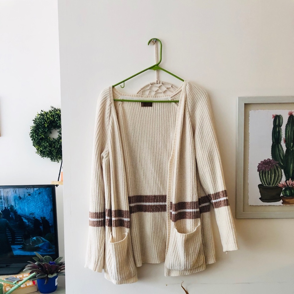 Cream & Tan Chenille Cardigan